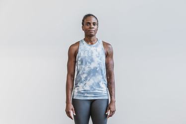 Nobull High-Neck Tie-Dye Women's Tank Tops Blue | Australia (WM9017)